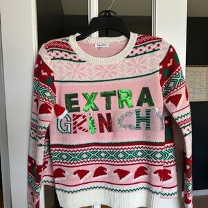 Festive 'Extra Grinchy' Juniors Christmas Sweater/Skirt size small